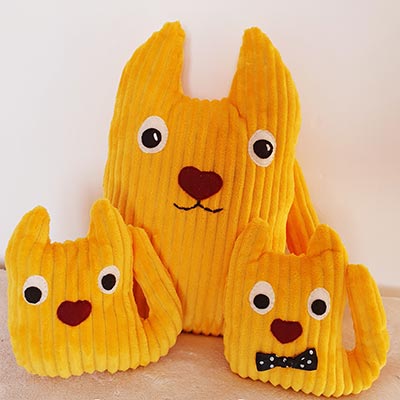 peluche chat jaune